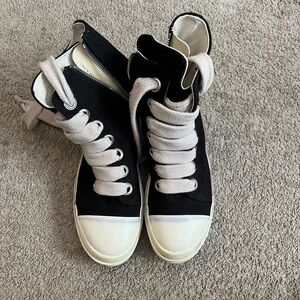 Rick Owens Black and White High-Top Sneakers